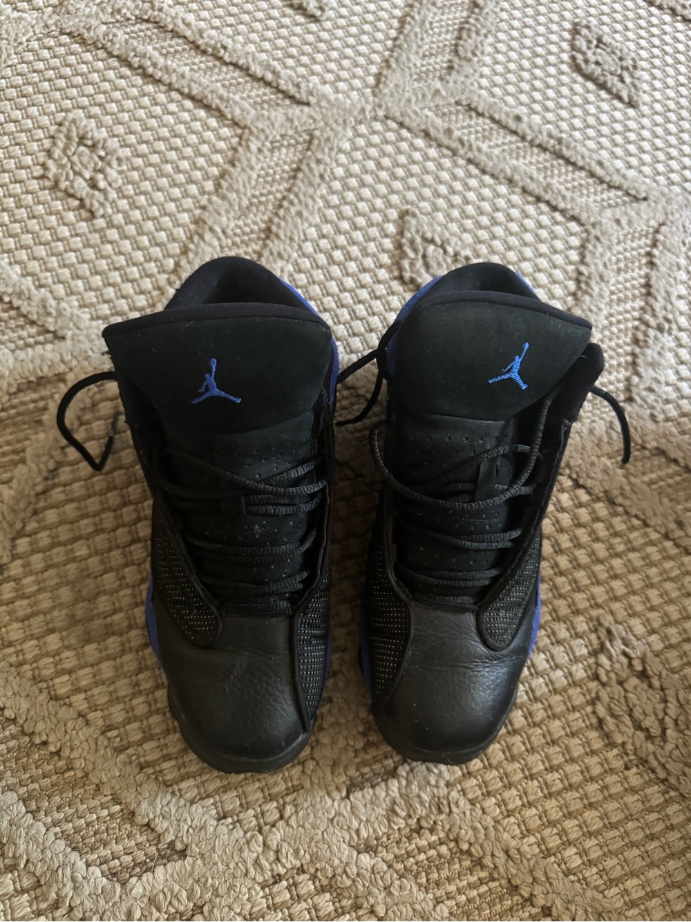Jordan Black Sneakers with Blue Jumpman Accents